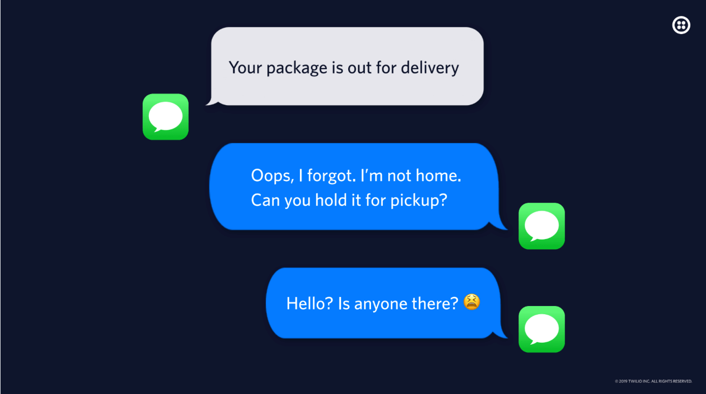 Example of a product delivery message.