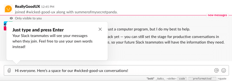 Slackbot in action 