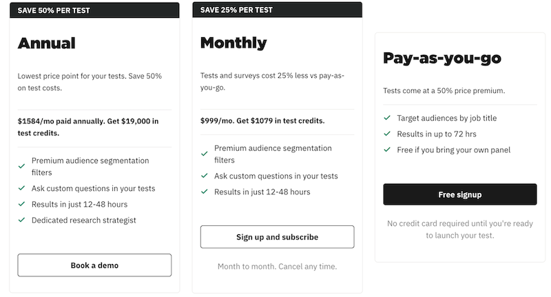 Wynter pricing plan