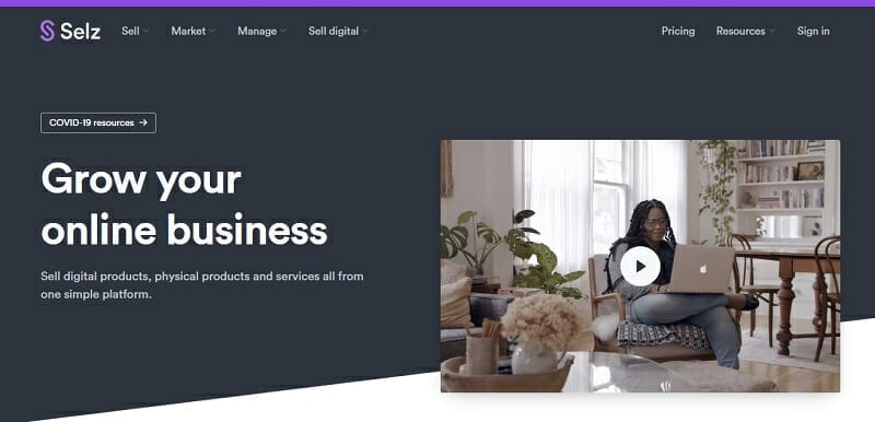 Selz landing page