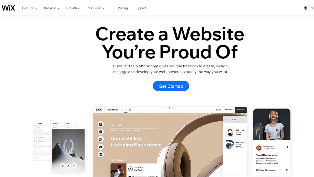 Wix landing page