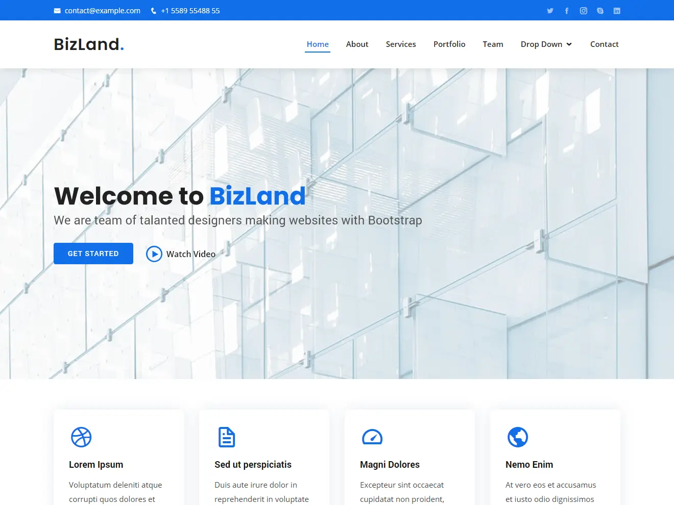 Bizland landing page