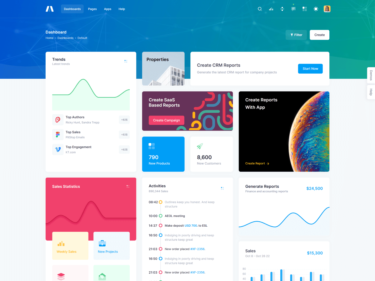 Metronic landing page